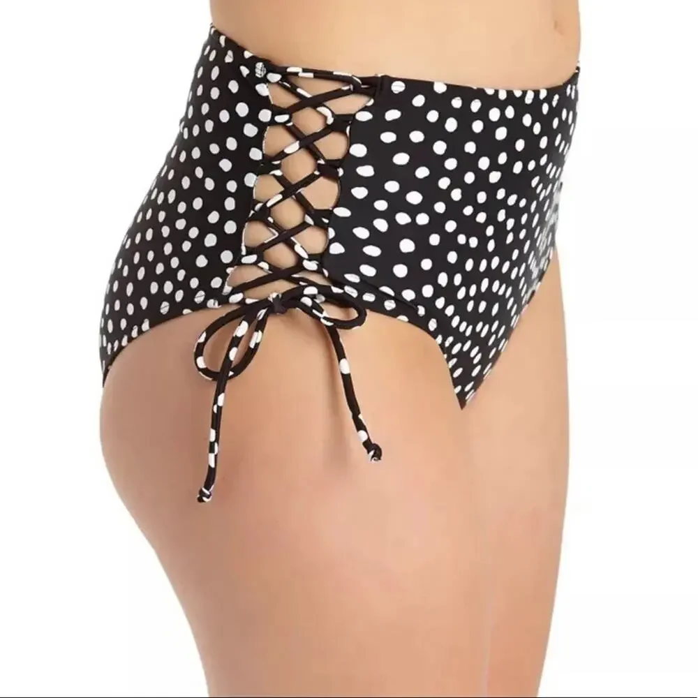 California Waves Lace-up High-Waist Swim Bottom